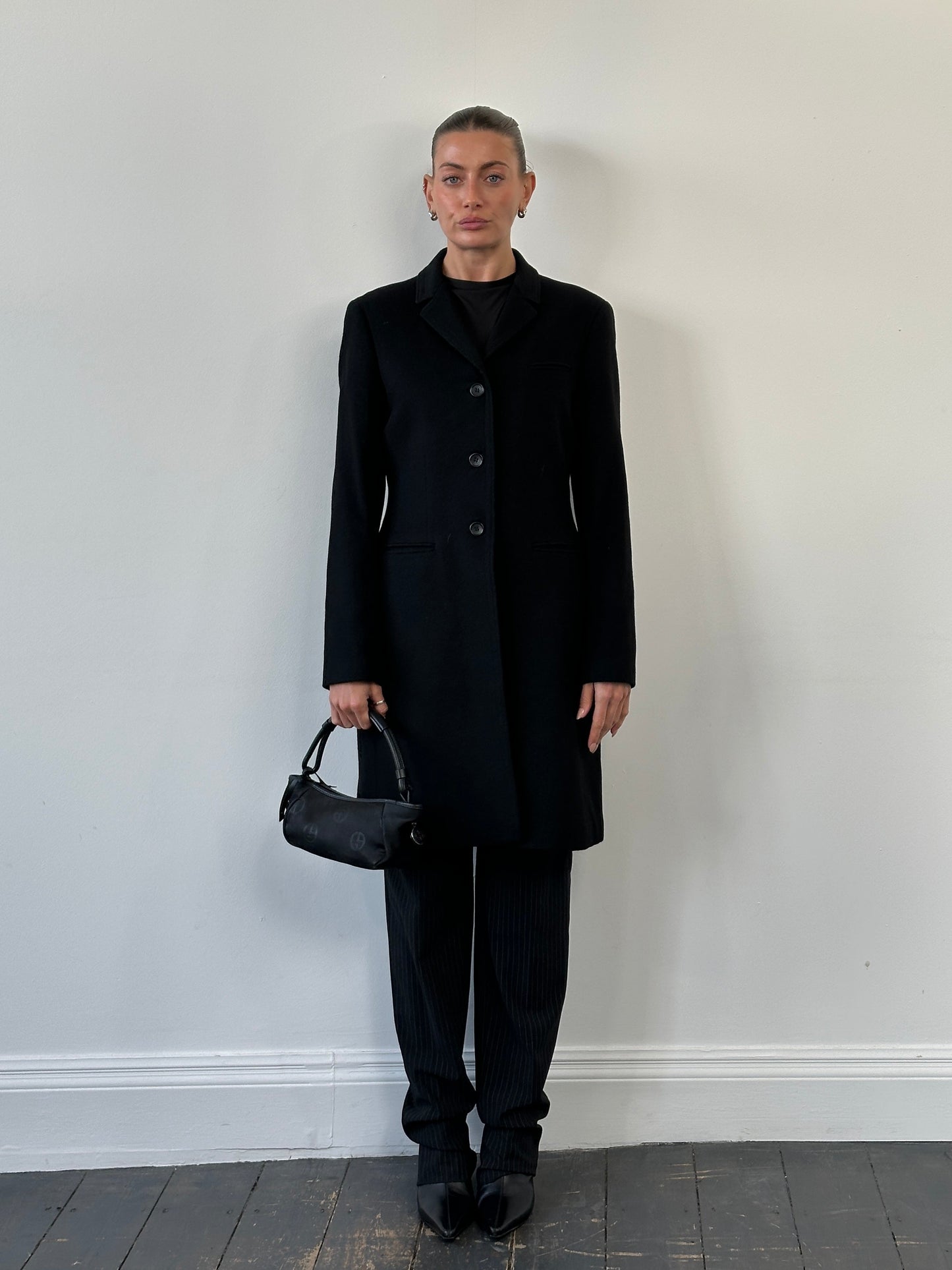 Vintage 1990s Wool Cashmere Single Breasted Coat - M