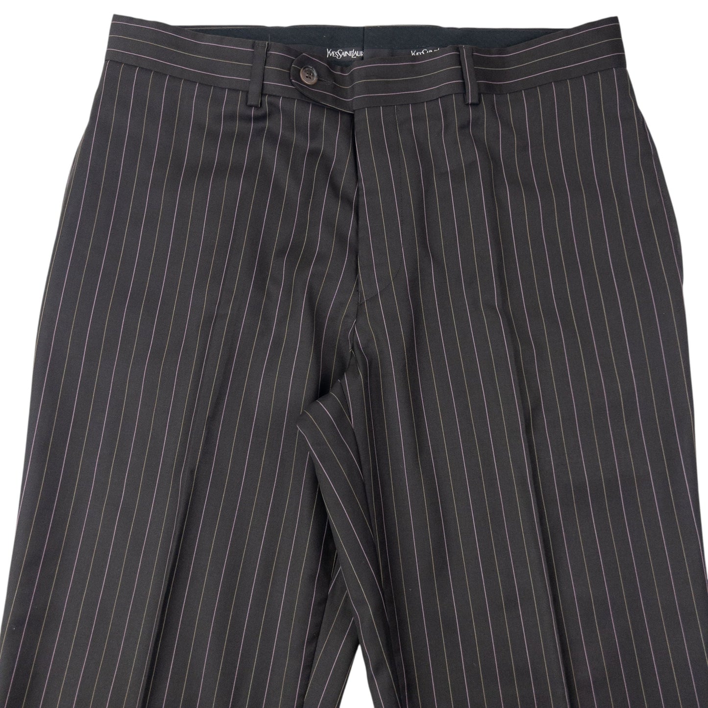 Vintage 90s YSL Yves Saint Laurent Pinstripe Jacket & Trousers Suit Set Size L | Large, Brown