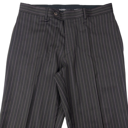 Vintage 90s YSL Yves Saint Laurent Pinstripe Jacket & Trousers Suit Set Size L | Large, Brown