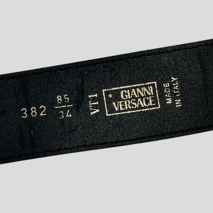 Gianni Versace 90’s Studded Metal Medusa Leather Belt | O/S, Black
