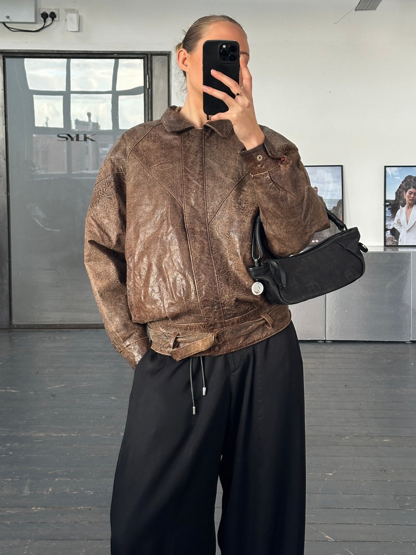 Vintage 1980s Aged Leather Jacket - S