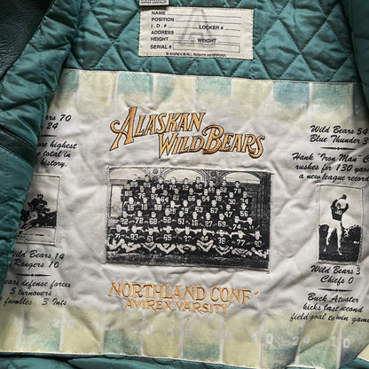 Avirex 'Alaskan Wild Bears' Leather Varsity Jacket - M
