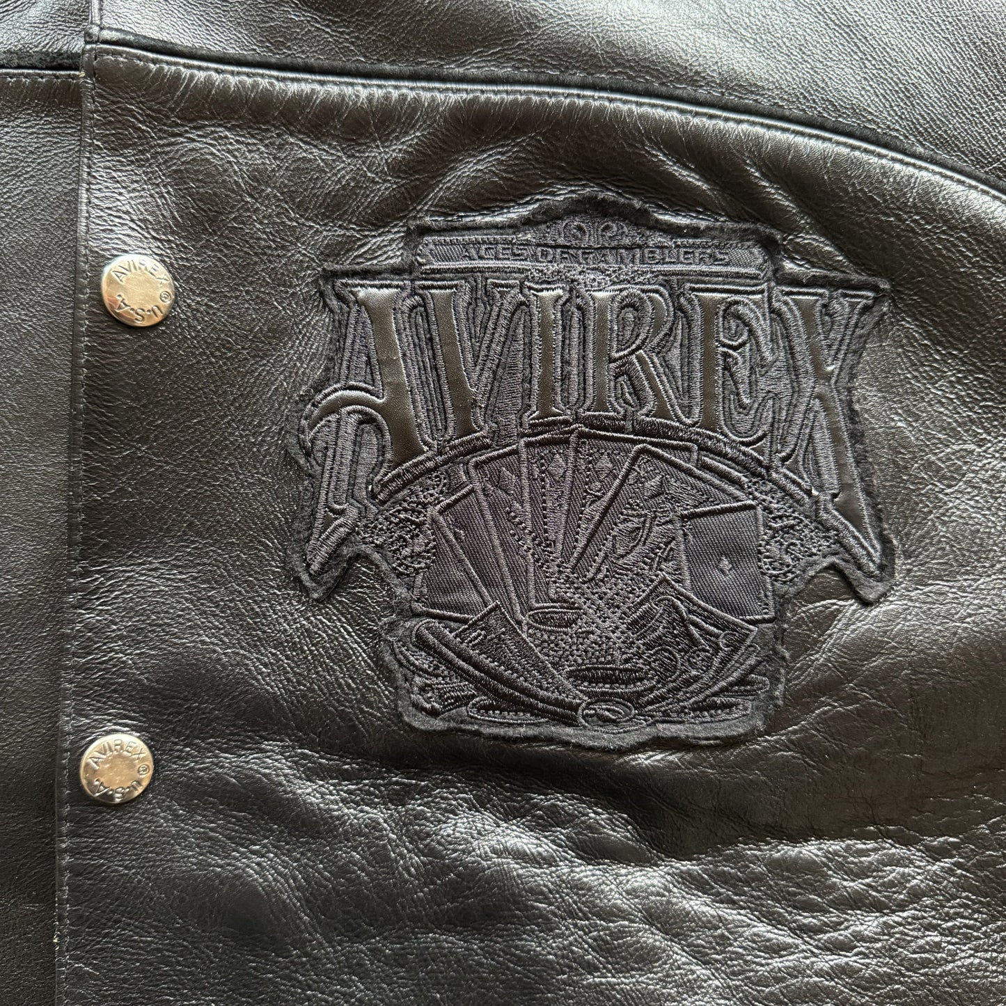 Avirex 'Royal Flush' Leather Varsity Jacket - L