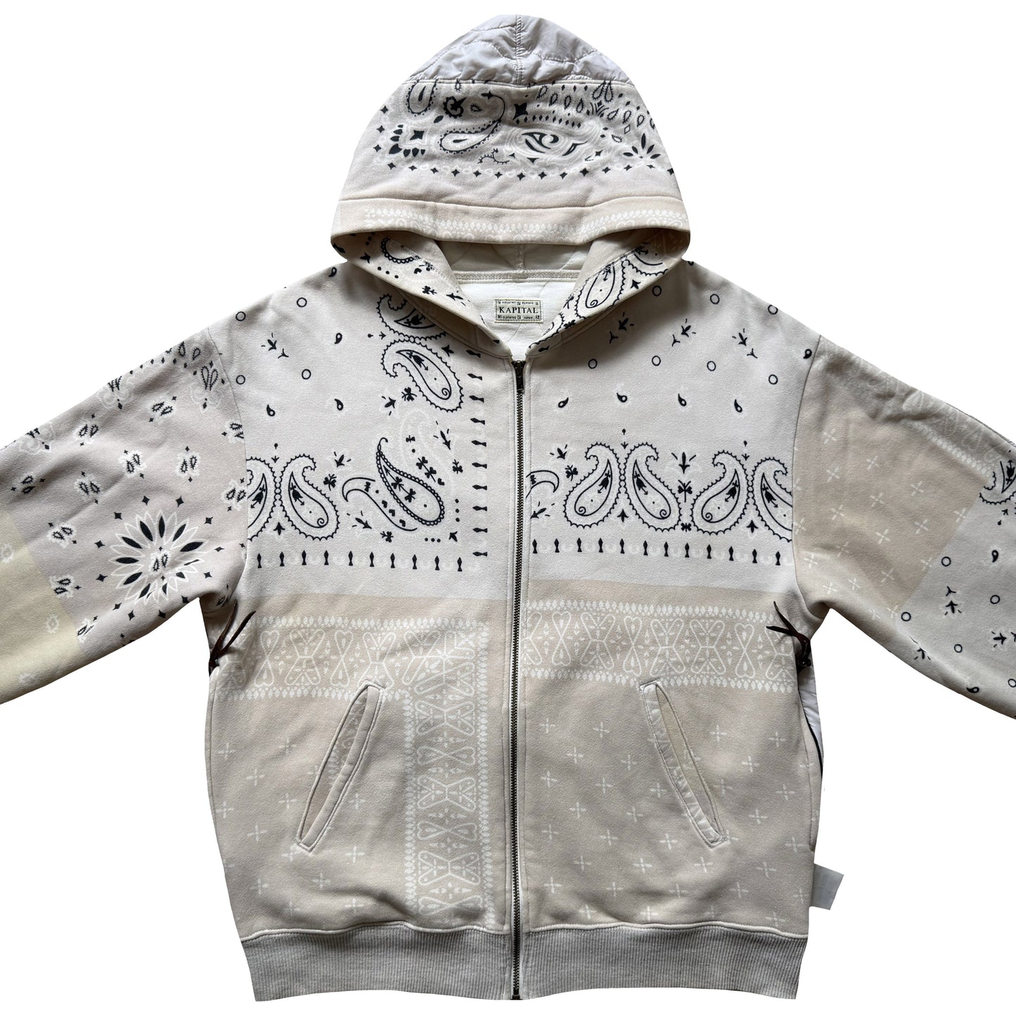 Kapital Bandana Quilted Shell Hoodie - L | Large, Beige
