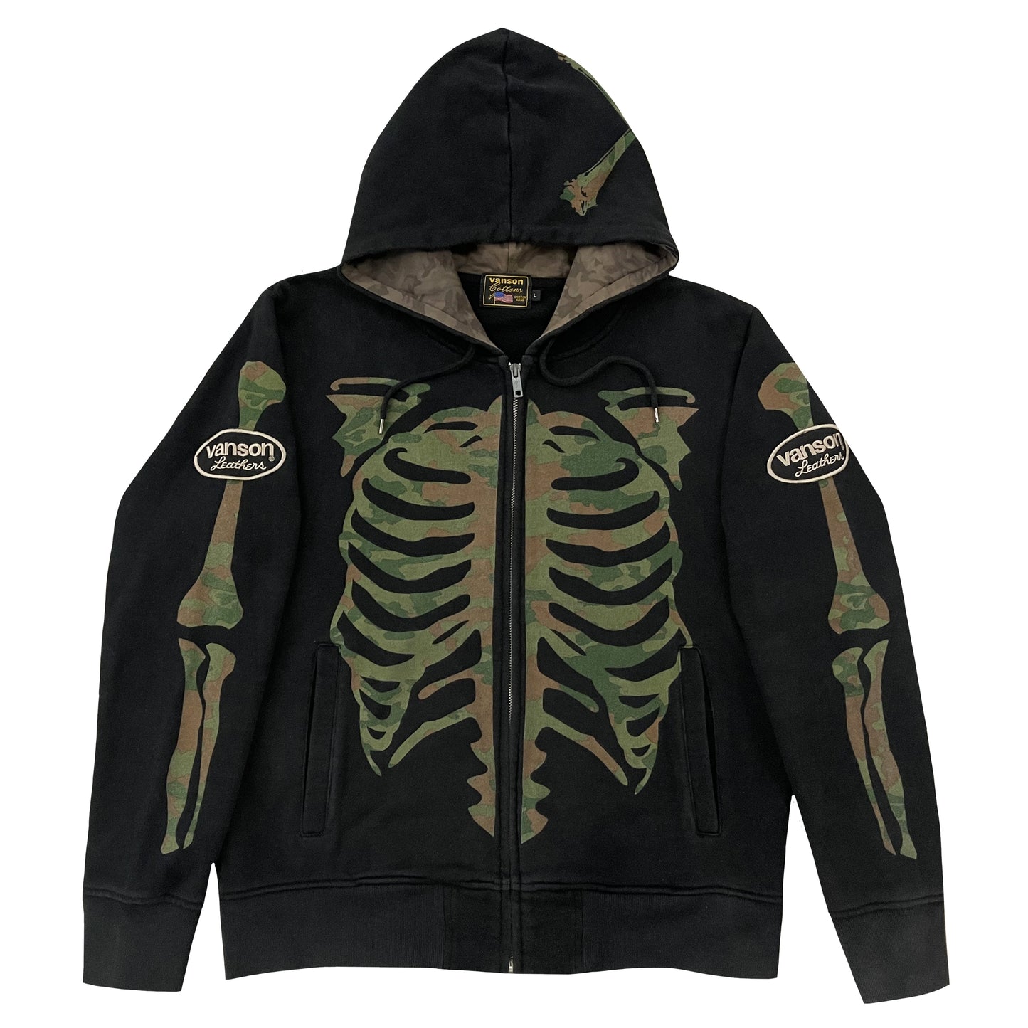 Vanson Leathers Camo Skeleton Hoodie - M | Medium, Multicoloured