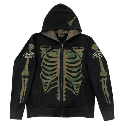 Vanson Leathers Camo Skeleton Hoodie - M | Medium, Multicoloured