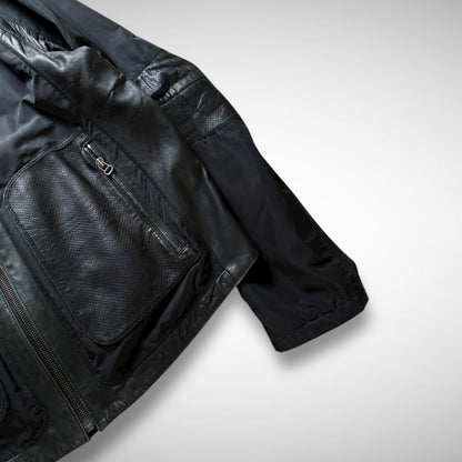 Hugo Boss Orange Nylon & Leather Panel Biker Jacket (2000s)