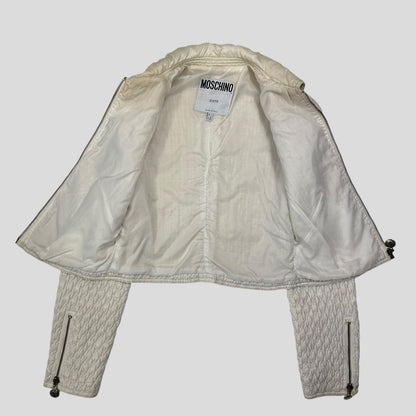 Moschino Jeans 90’s Textured Cropped Love Heart Zip Jacket - IT40 | Default Title, Multicoloured