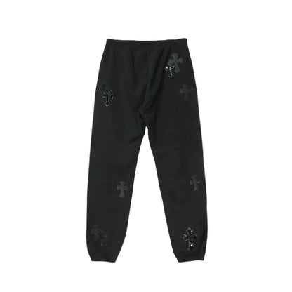 Chrome Hearts Patent Leather Cross Sweatpants | Medium, Black