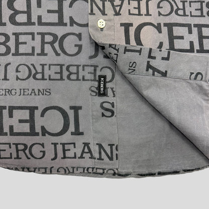 Iceberg Jeans 90’s Stash Pocket Spellout Shirt - L | Large, Grey
