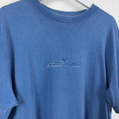 Early 00's Stone Island Logo T-Shirt Sky Blue (XL) | Extra Large, Blue