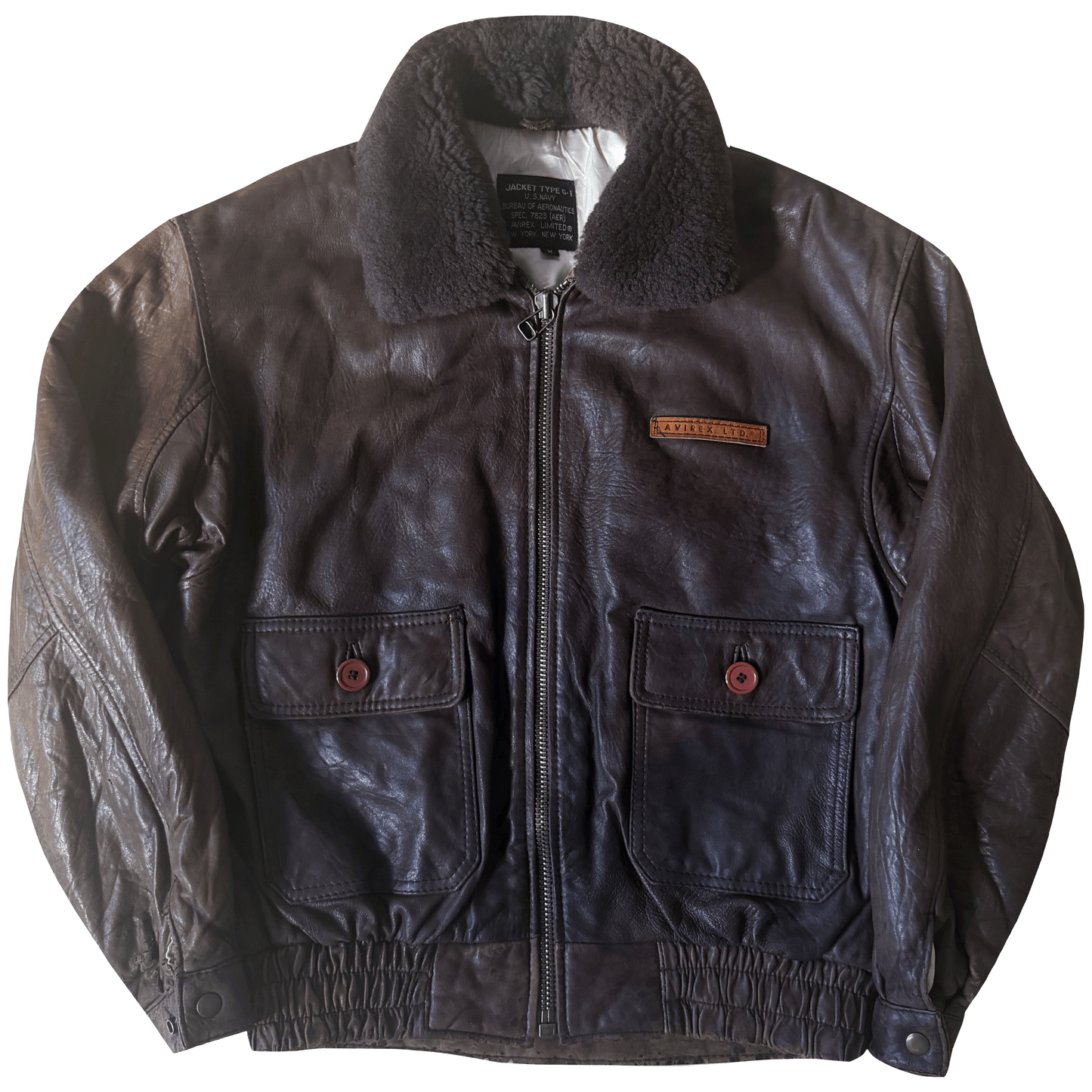 Avirex G-1 80's Leather Lambskin Flight Jacket Boa Collar - M | Medium, Red