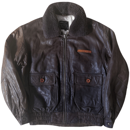Avirex G-1 80's Leather Lambskin Flight Jacket Boa Collar - M | Medium, Red