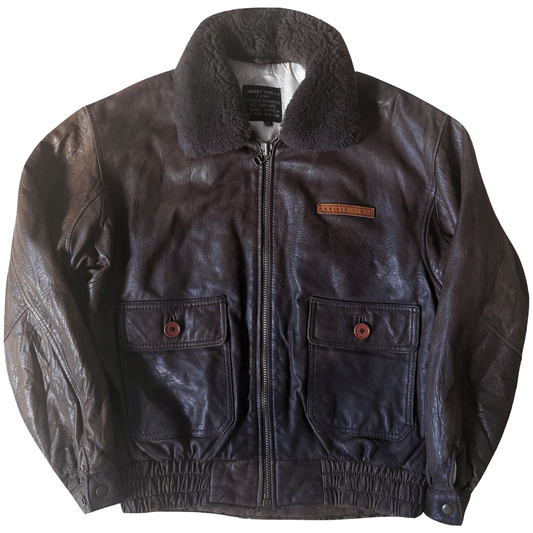 Avirex G-1 80's Leather Lambskin Flight Jacket Boa Collar - M | Medium, Red