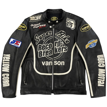 Vanson Leathers x Yellow Corn Motorcycle Racer Jacket - L