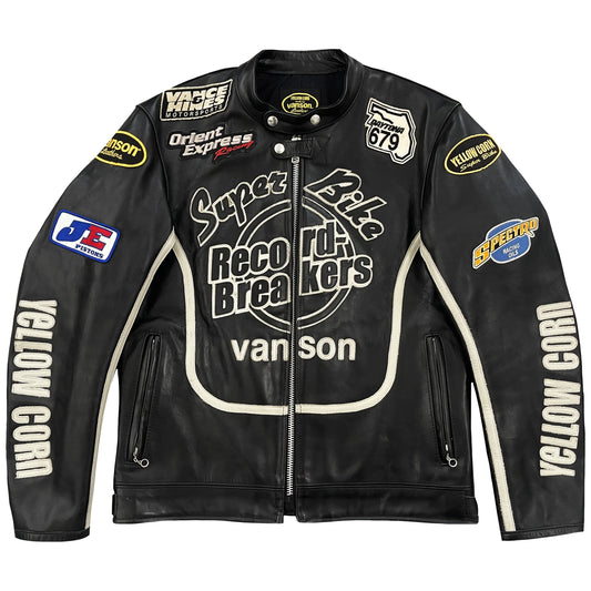 Vanson Leathers x Yellow Corn Motorcycle Racer Jacket - L