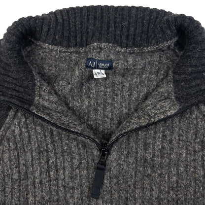 Vintage Armani Jeans Q Zip Wool Jumper Size S