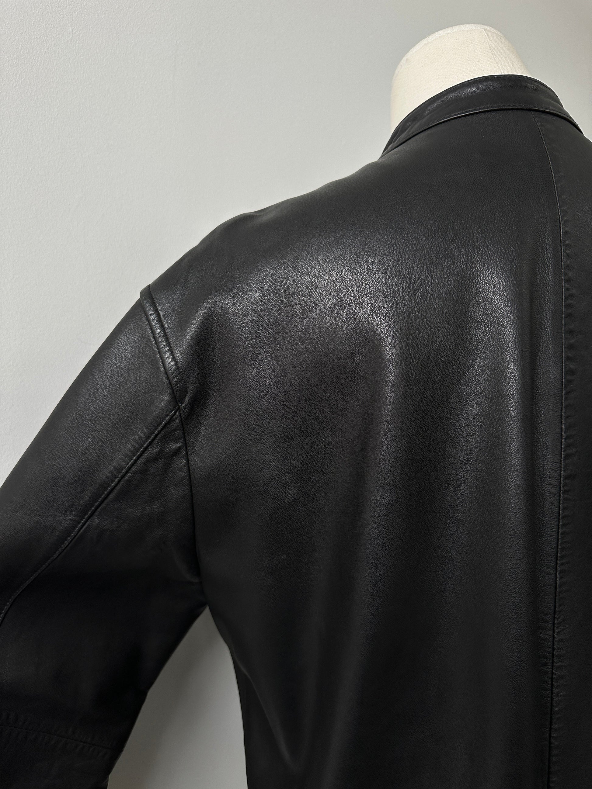 DKNY 1990s Minimal Smooth Leather Jacket - XL
