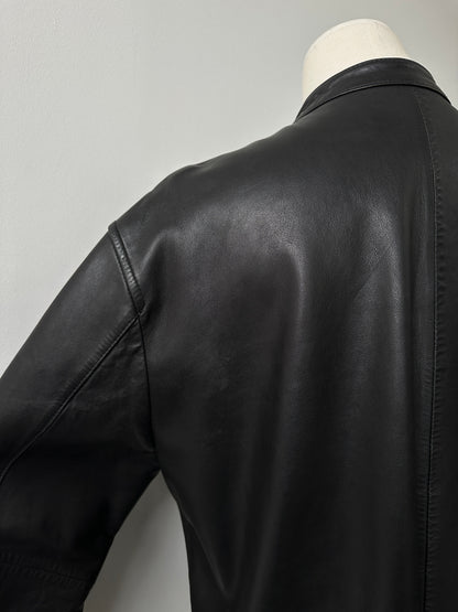 DKNY 1990s Minimal Smooth Leather Jacket - XL