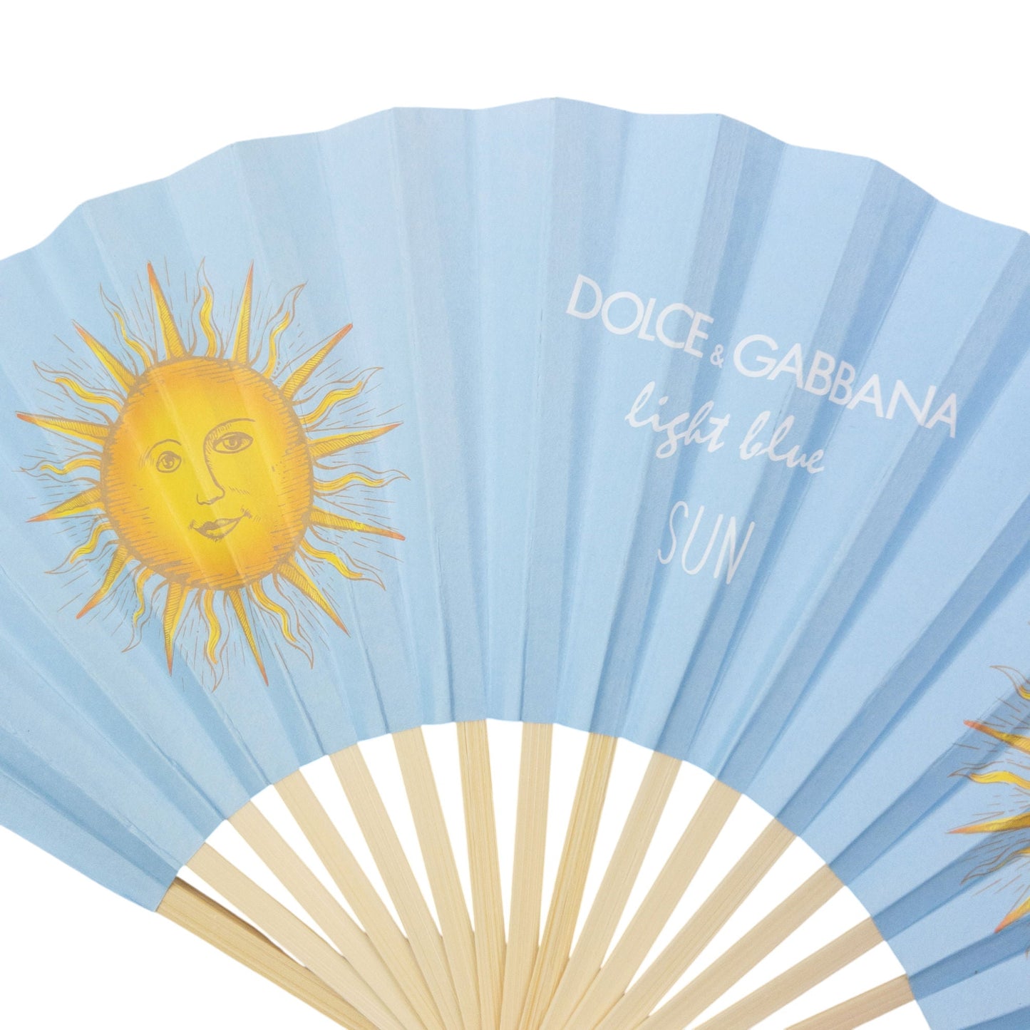 Vintage 2000s Dolce & Gabbana Light Blue Sun Paper Hand Fan | O/S, Blue