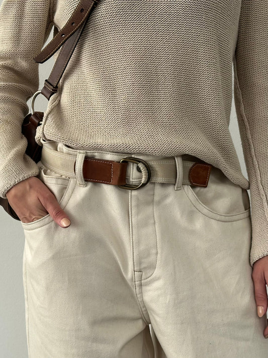 Vintage 1990s Leather Woven Belt - One size