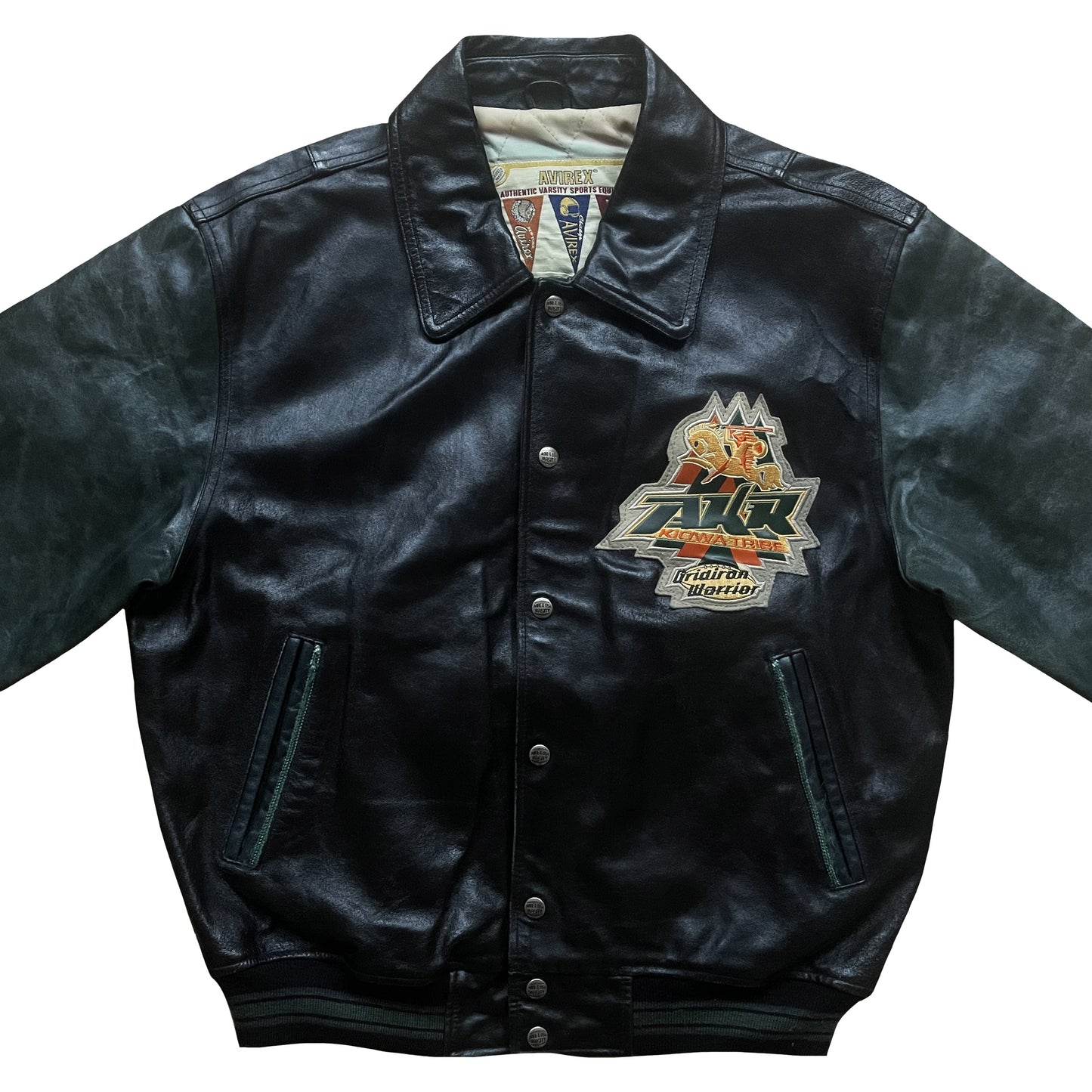 Avirex 'Oridian Warrior' Leather Varsity Jacket - M