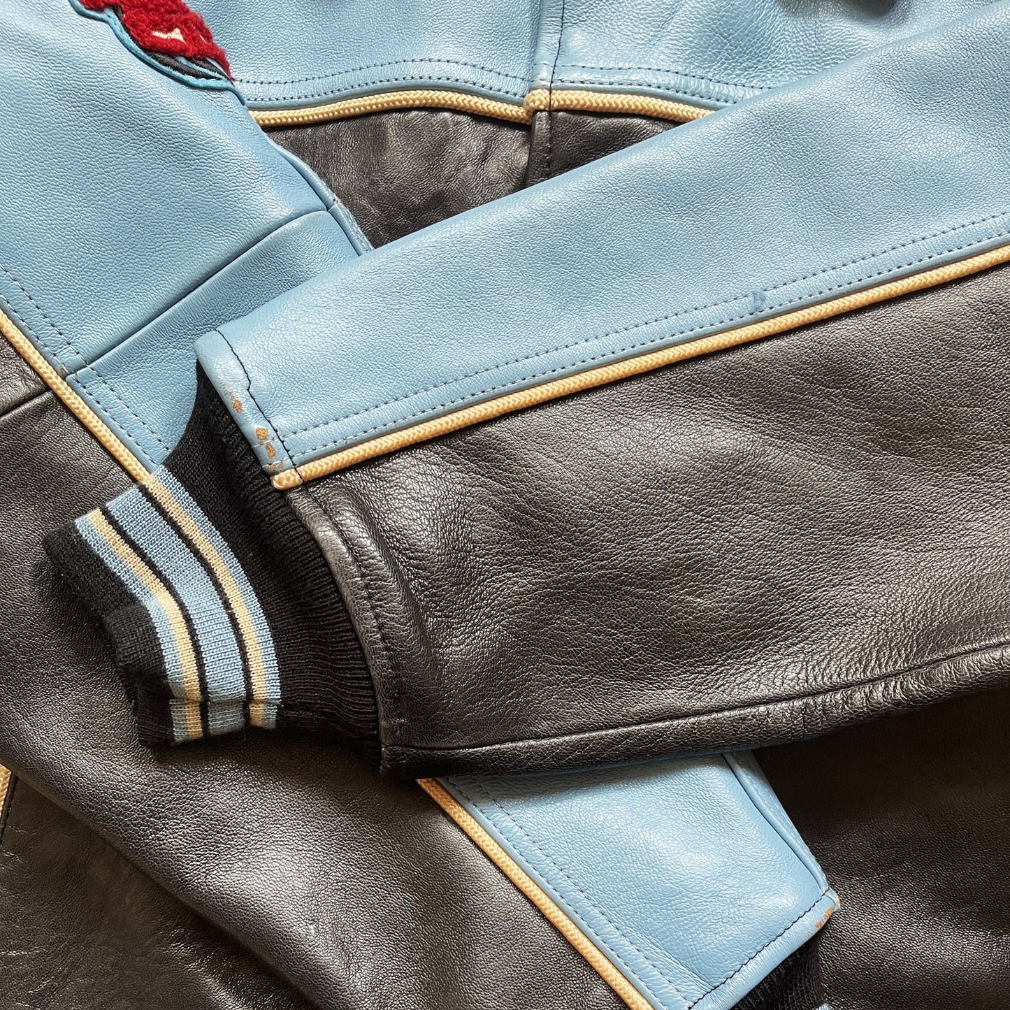 Avirex 'Snuk & Fox' Leather Varsity Jacket - S