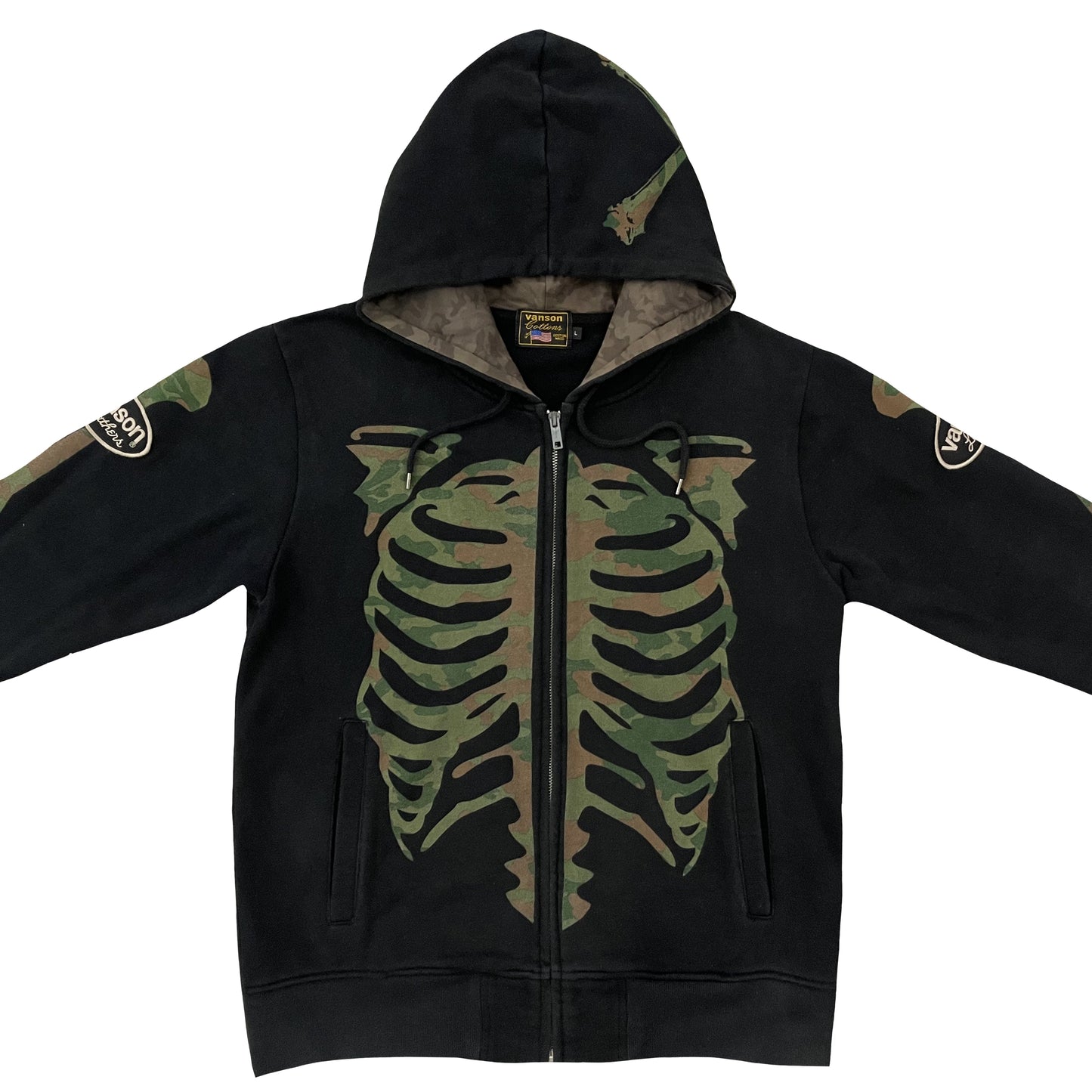 Vanson Leathers Camo Skeleton Hoodie - M | Medium, Multicoloured
