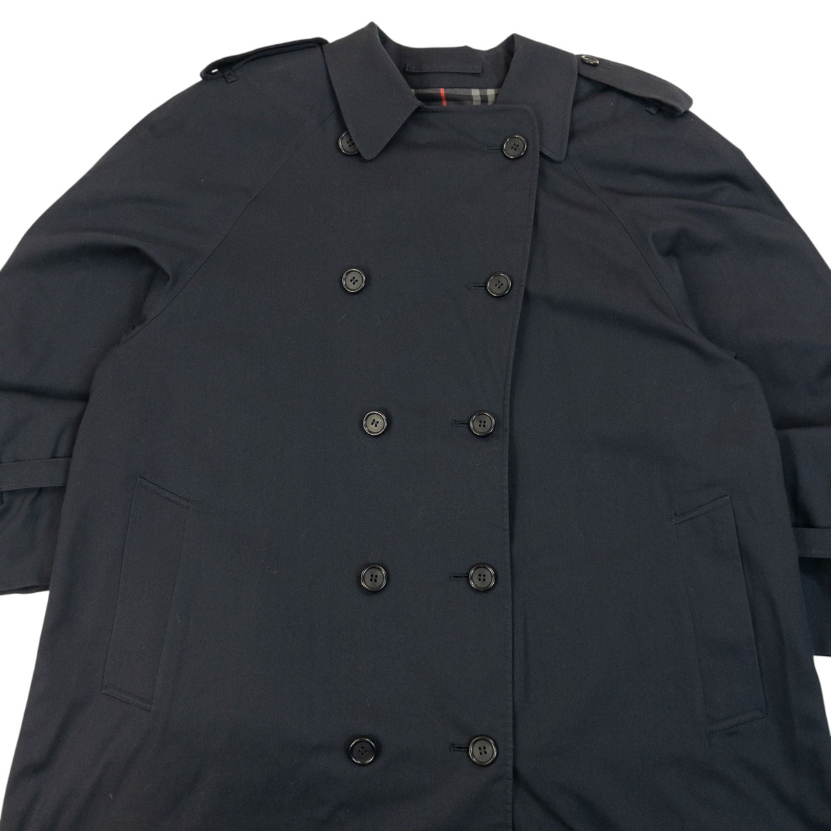 Vintage 90s Burberry Nova Check Lined Trench Jacket Size L | Large, Navy