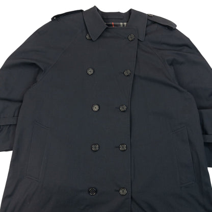 Vintage 90s Burberry Nova Check Lined Trench Jacket Size L | Large, Navy