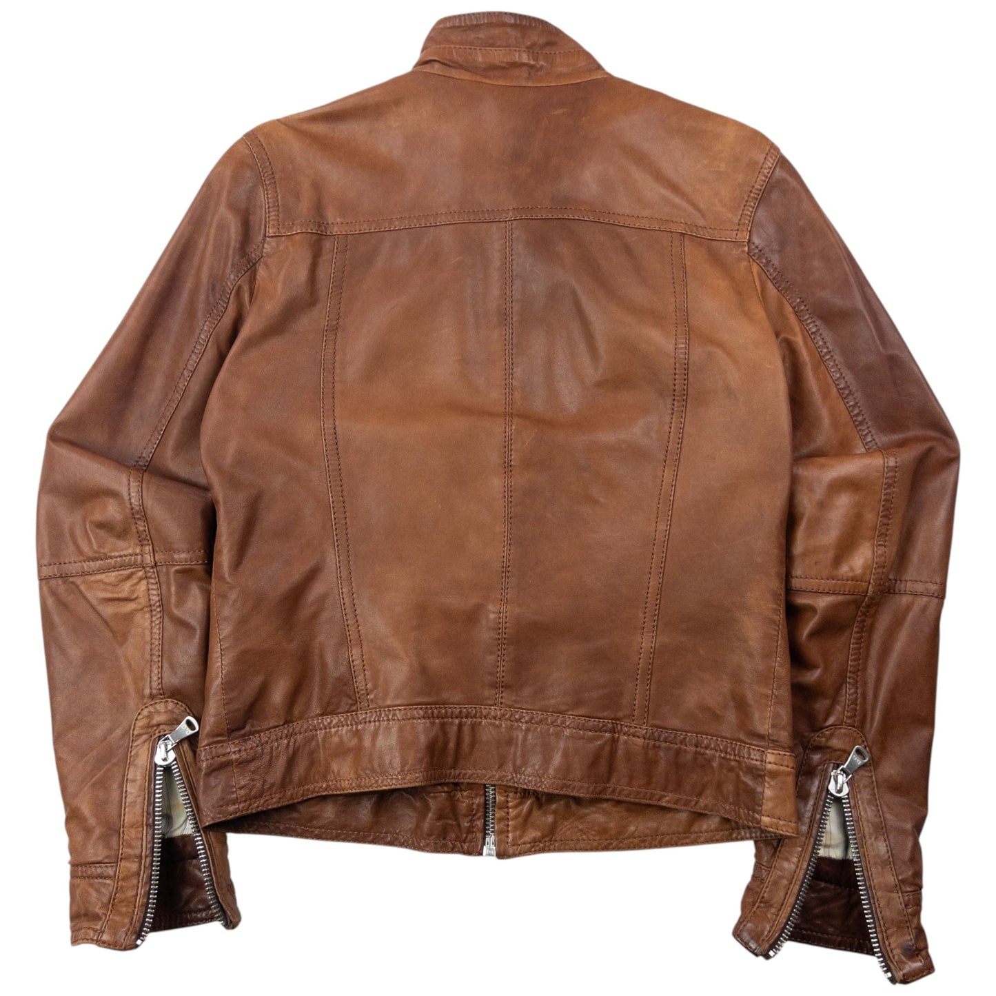 Vintage 2000s Dolce & Gabbana Zip Up Leather Jacket Womens Size S | Medium, Brown