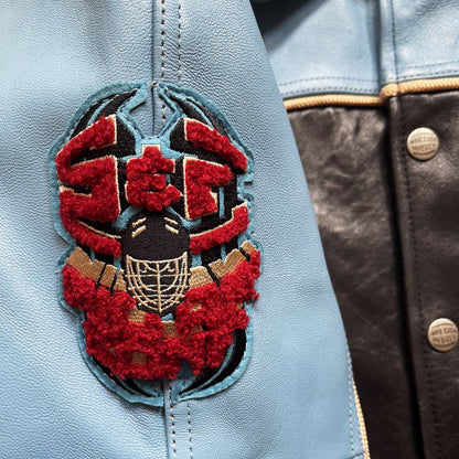 Avirex 'Snuk & Fox' Leather Varsity Jacket - S