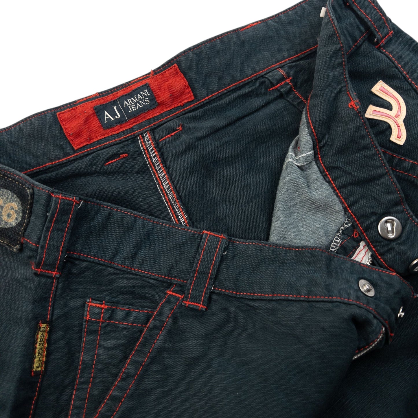 Vintage 2000s Armani Jeans Buckle Bondage Detail Trousers Size W35 | W35, Black
