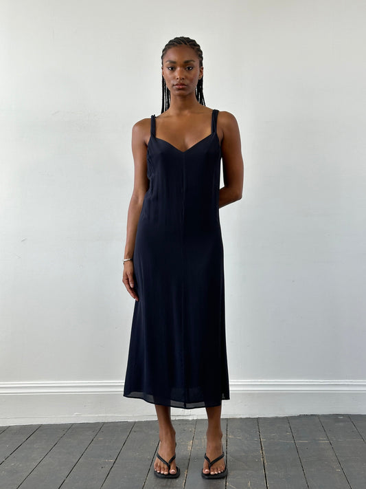 Max Mara Pure Silk V Neck Maxi Dress - M