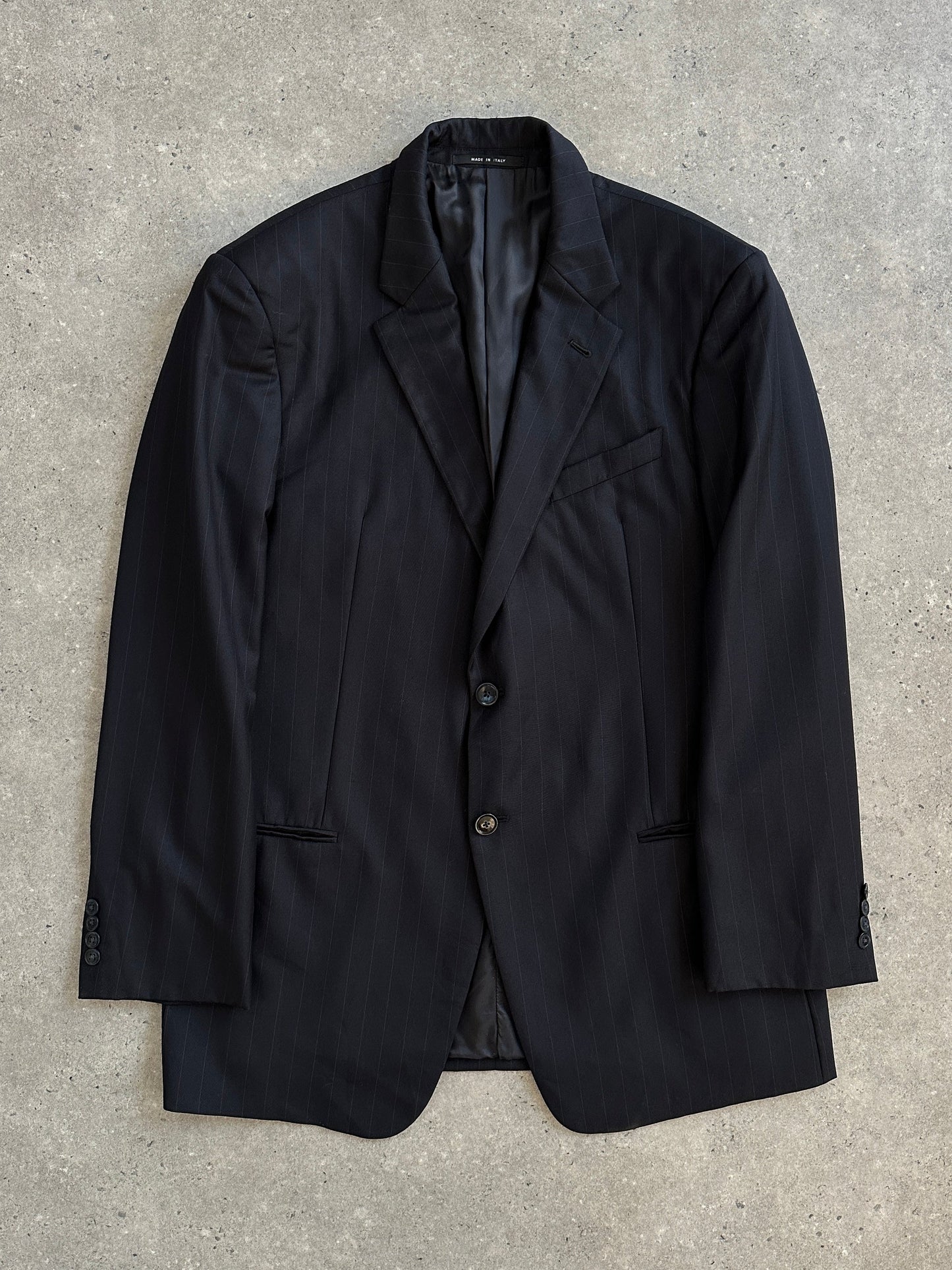 Armani Collezioni 2000s Pure Wool Stripe Single Breasted Blazer - 44L/XXL