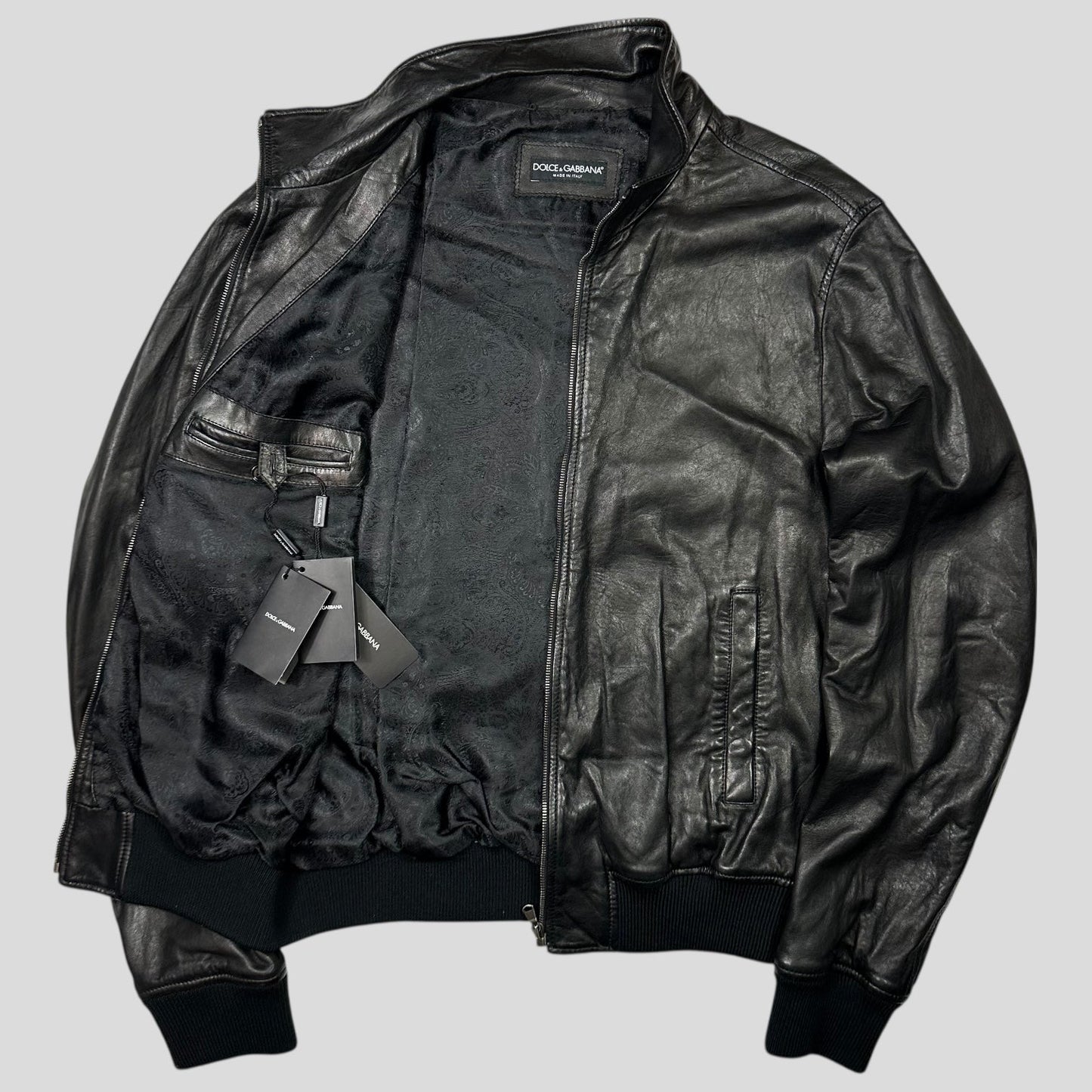 Dolce & Gabanna 00’s Lambskin Premium Leather Bomber Jacket - IT58 (XL)