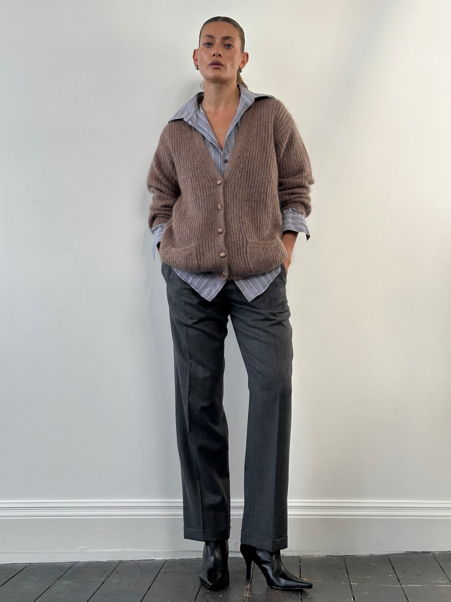 Conbipel Pure Brushed Wool Straight Leg Tailored Trousers - W30