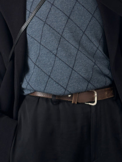 Vintage 1990s Distressed Slim Leather Belt - W22-29”