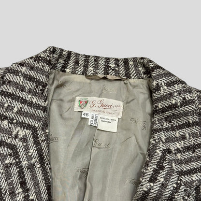 Gucci 1970’s Tweed Striped Wool Blazer Jacket - IT46 (S/M) | Default Title, Black and White