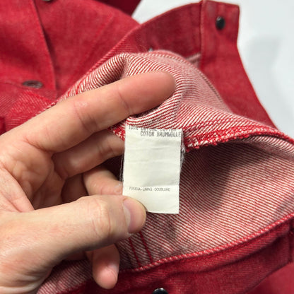 Gucci by Tom Ford 1999 Red Denim Cropped Front Drop Jacket - IT42