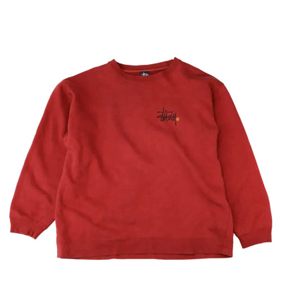 STUSSY RED SCRIPT COLLEGE CREWNECK  (L)