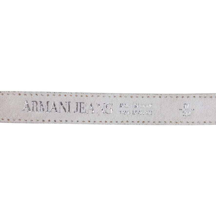 Vintage Armani Jeans Embroidered Leather Belt Size W34