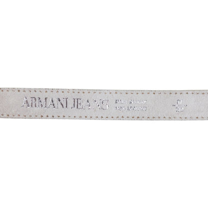 Vintage Armani Jeans Embroidered Leather Belt Size W34