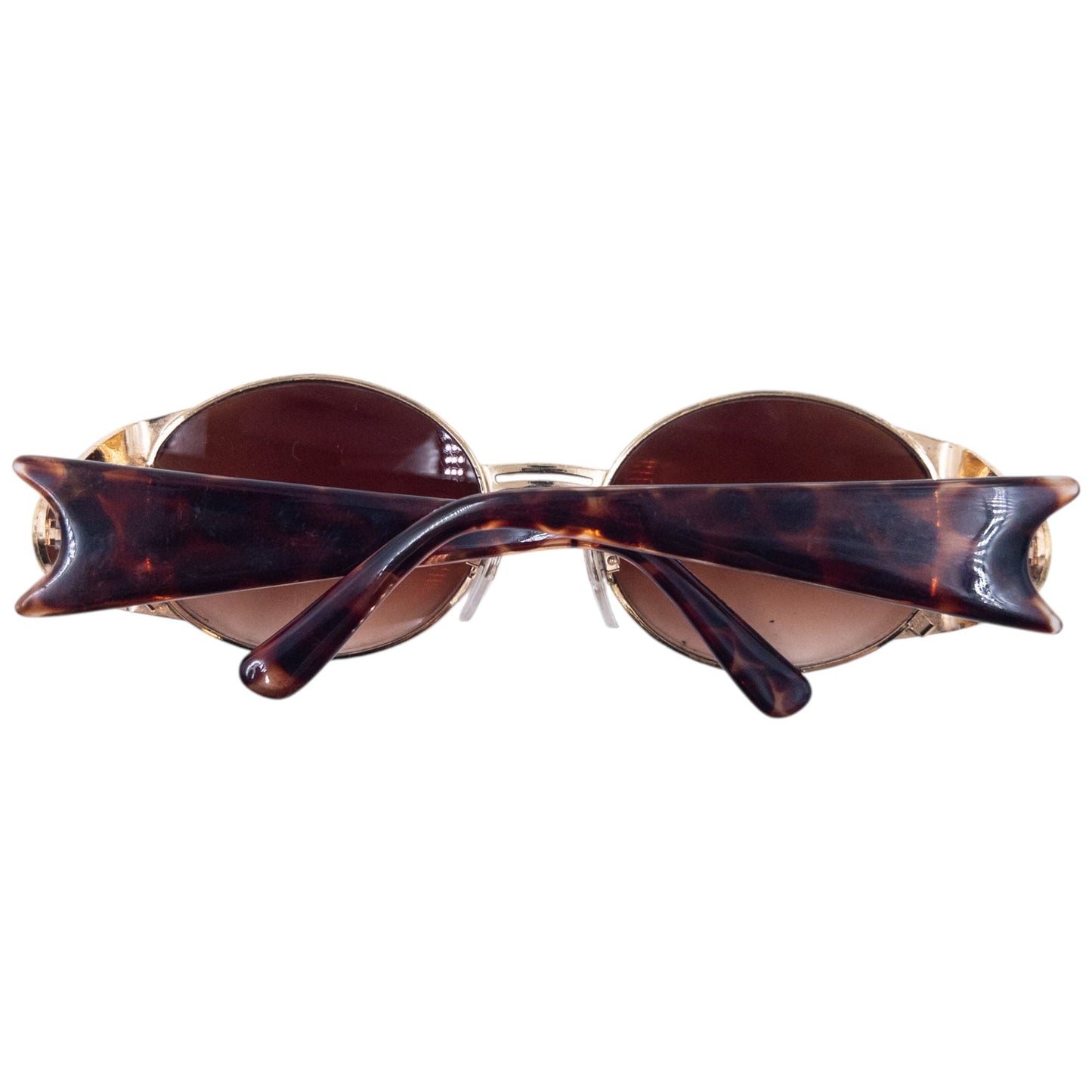 Vintage 90s Gianni Versace Embossed Tortoise Shell Sunglasses | O/S, Brown