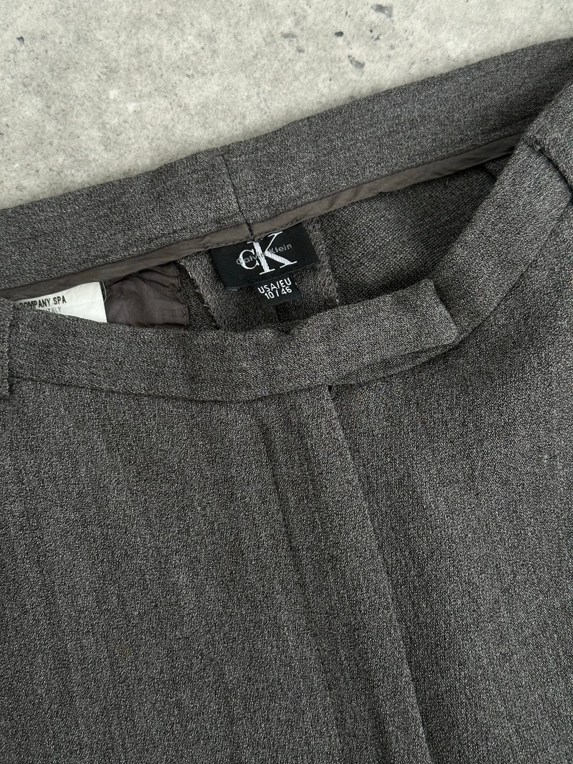 Calvin Klein 2000s Wool Wide Leg Tailored Trousers - W30