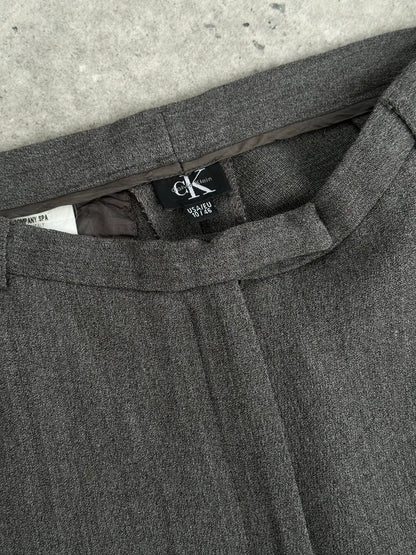 Calvin Klein 2000s Wool Wide Leg Tailored Trousers - W30
