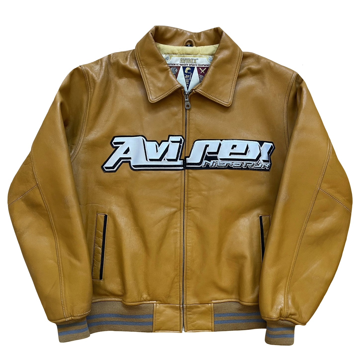Avirex 'Nitro Run' Leather Varsity Jacket - M