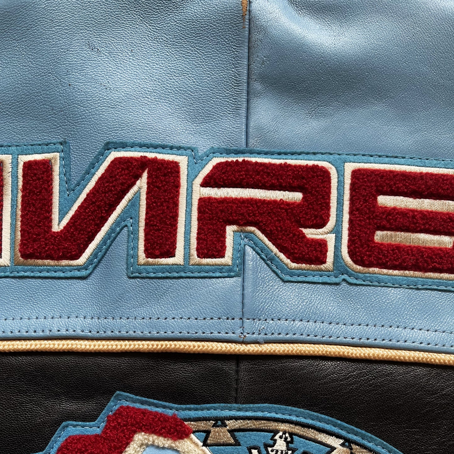 Avirex 'Snuk & Fox' Leather Varsity Jacket - S