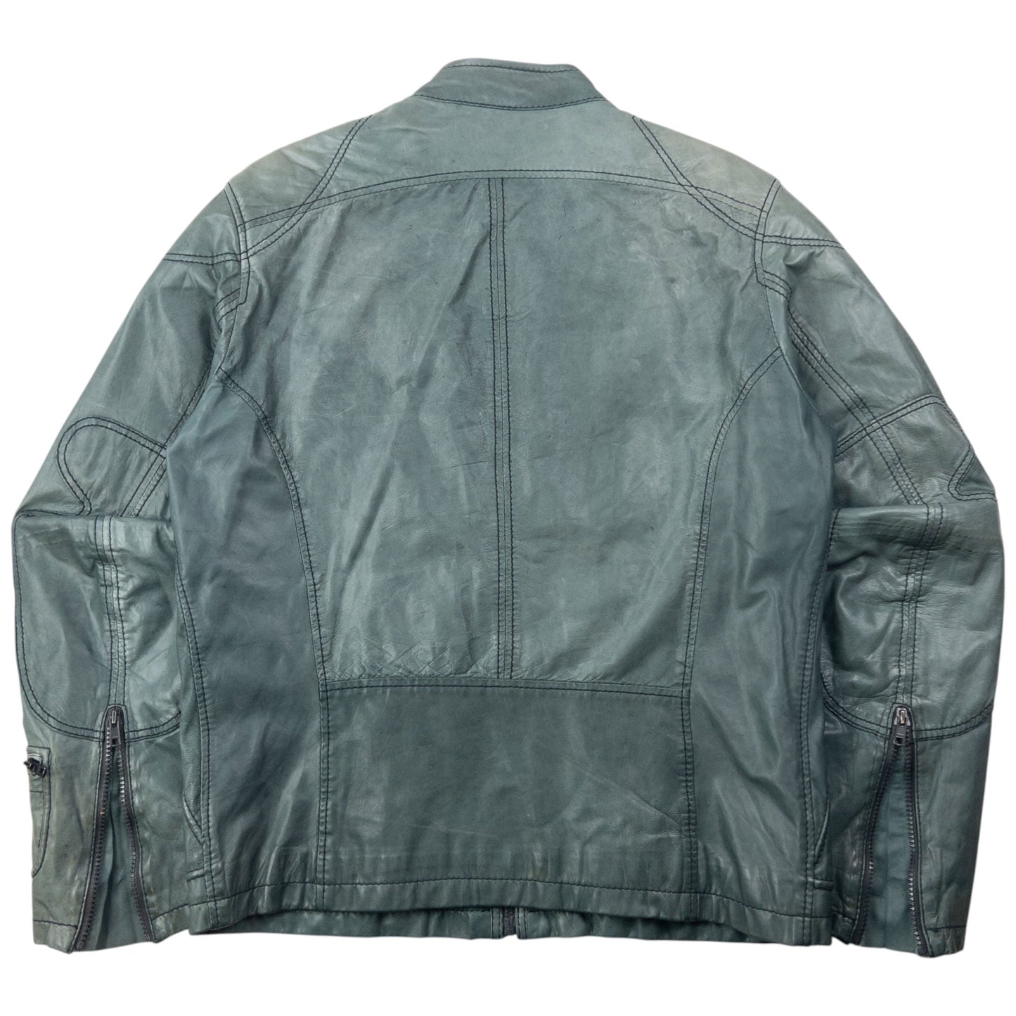 Vintage 2000s Diesel Zip Up Leather Jacket Size M | Medium, Green