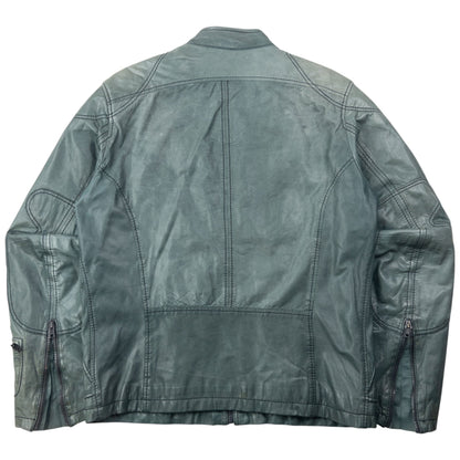Vintage 2000s Diesel Zip Up Leather Jacket Size M | Medium, Green